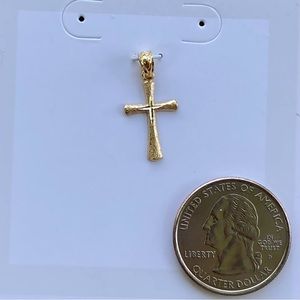 NEW 14K Yellow Gold Diamond-Cut Mini Cross Charm